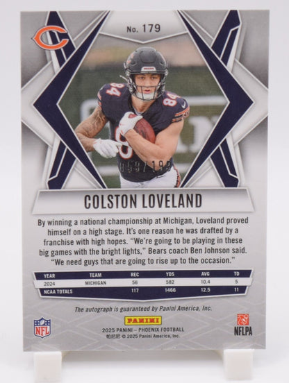 Colston Loveland 2025 Panini Phoenix #179 Rookies Silver Auto Rookie RC /199