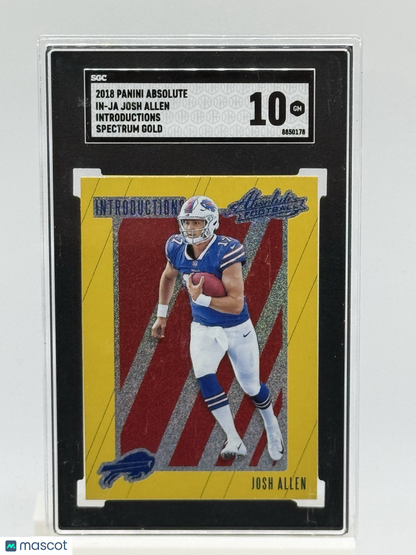 2018 Josh Allen Absolute Gold Spectrum Gold  Introductions  SGC 10 Buffalo Bills