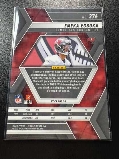 2025 Mosaic Football #376 Emeka Egbuka Silver Mosaic Prizm RC