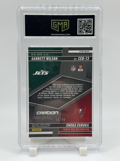 2025 Mosaic Garrett Wilson Emeka Egbuka Blue Prizm Carbon Copy RC /99 GMA 10