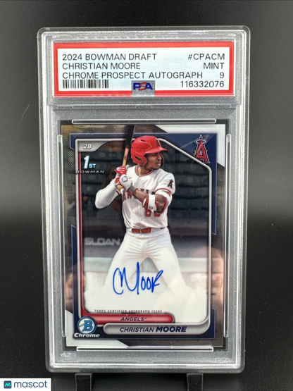 2024 Bowman Draft Chrome Prospect Autographs Christian Moore #CPACM PSA 9