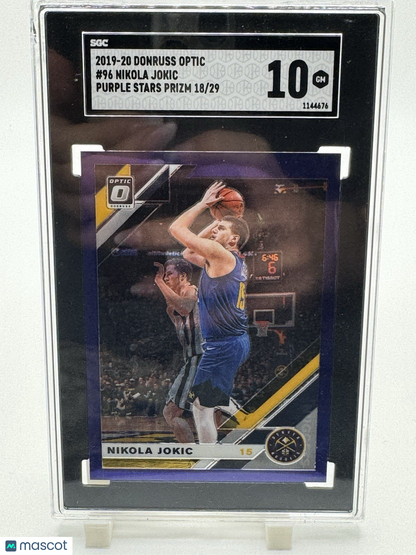 2019 PANINI DONRUSS OPTIC PURPLE STARS #96 NIKOLA JOKIC 18/29 SGC 10