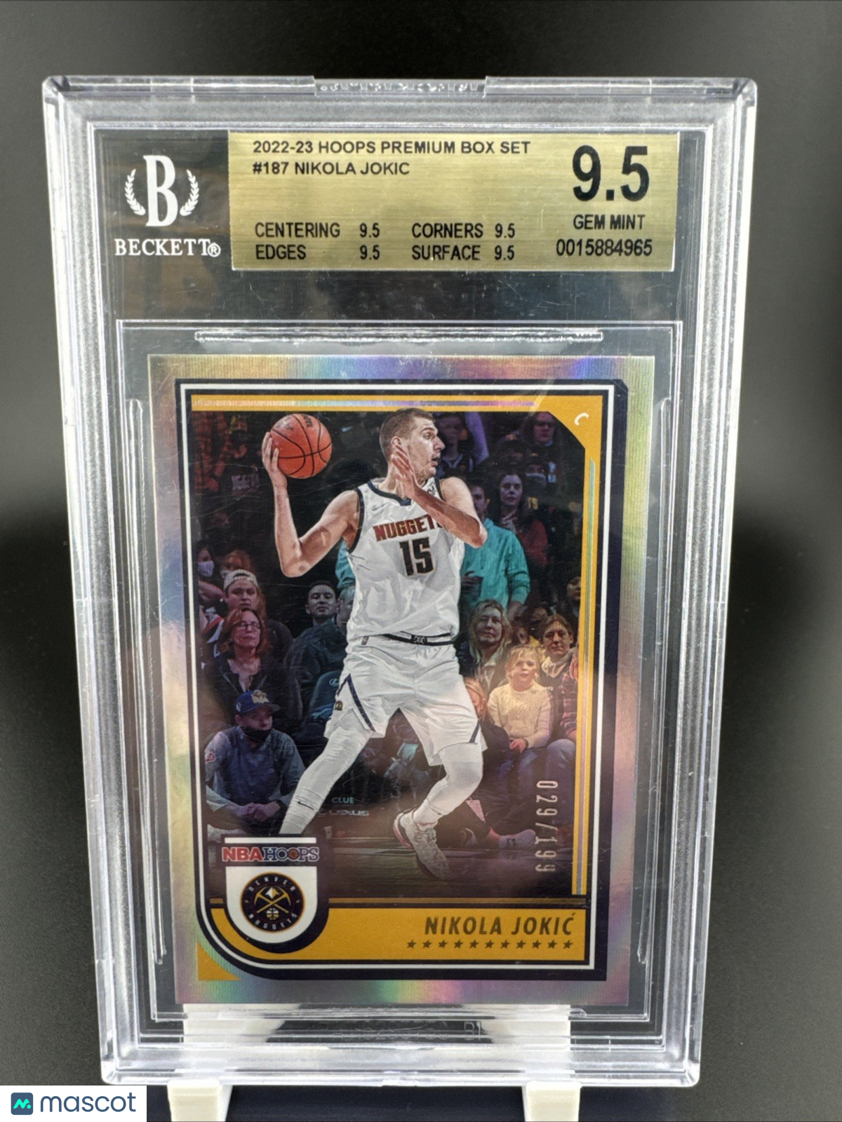 2022-23 Hoops Premium Box Set #187 29/199 Nikola Jokic Beckett 9.5