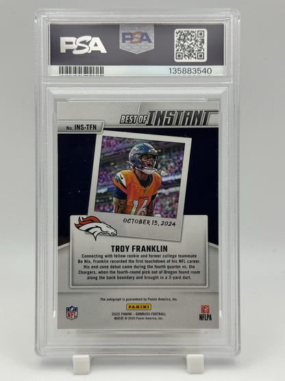 TROY FRANKLIN  2024 PANINI DONRUSS INSTANT BEST OF AUTOGRAPH PSA 10 First NFL TD