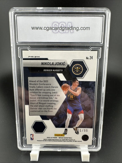 2022-23 Panini Mosaic Montage Purple Prizm 31/99 Nikola Jokic Jokić #24 CGA 9