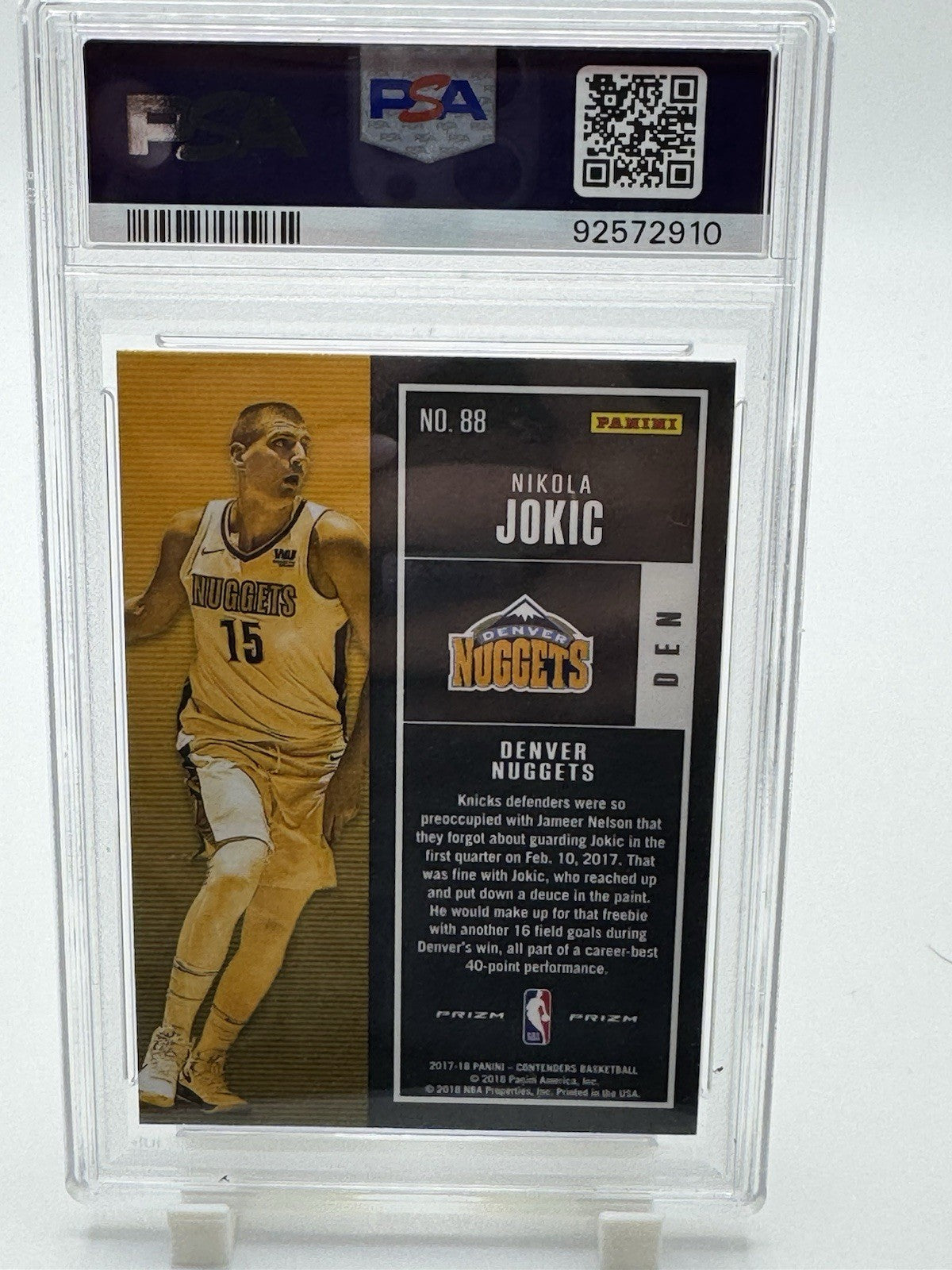 2017 18 Panini Contenders Nikola Jokic Silver Prizm Premium #88 PSA 9 Nuggets