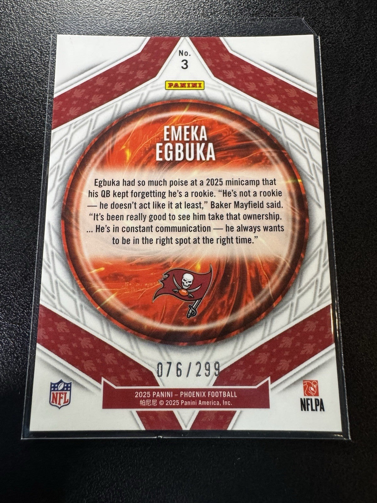 2025 Panini Phoenix Emeka Egbuka Silver Wave Paragon /299 RC Buccaneers