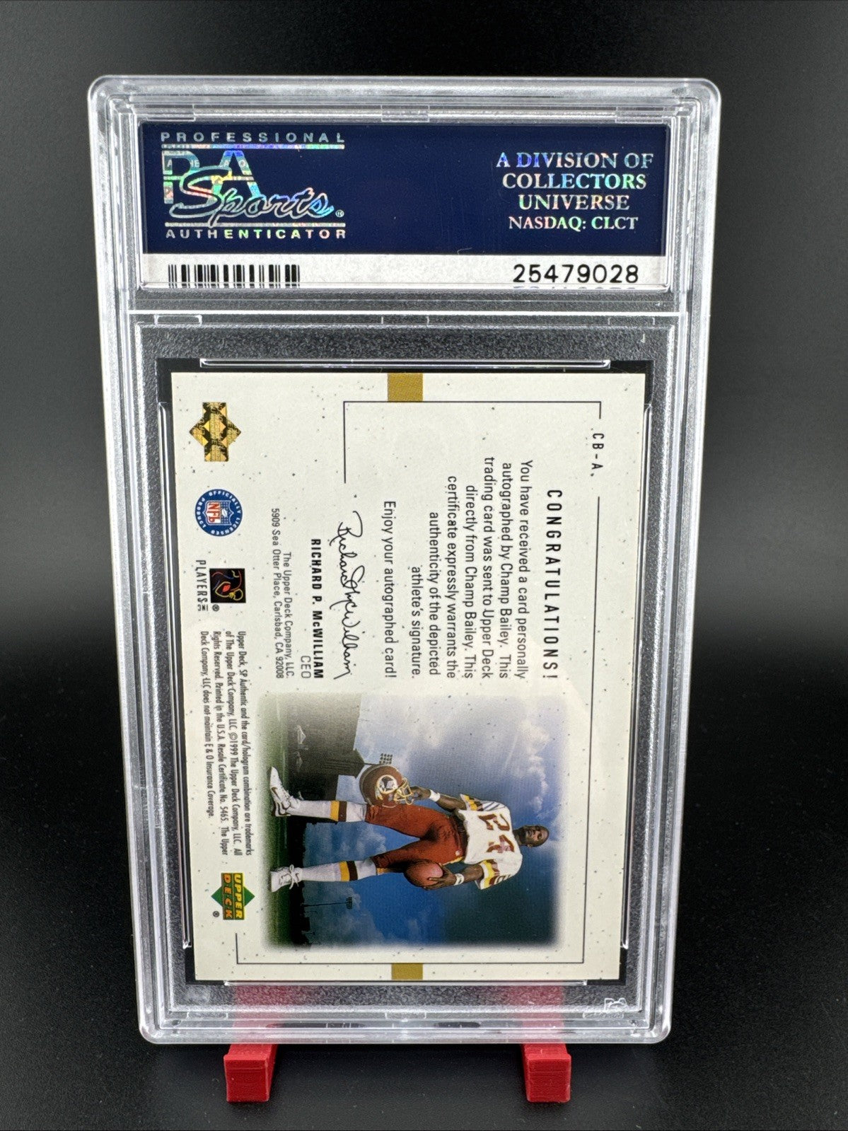 1999 SP Authentic Champ Bailey Players Ink #CB-A PSA 10