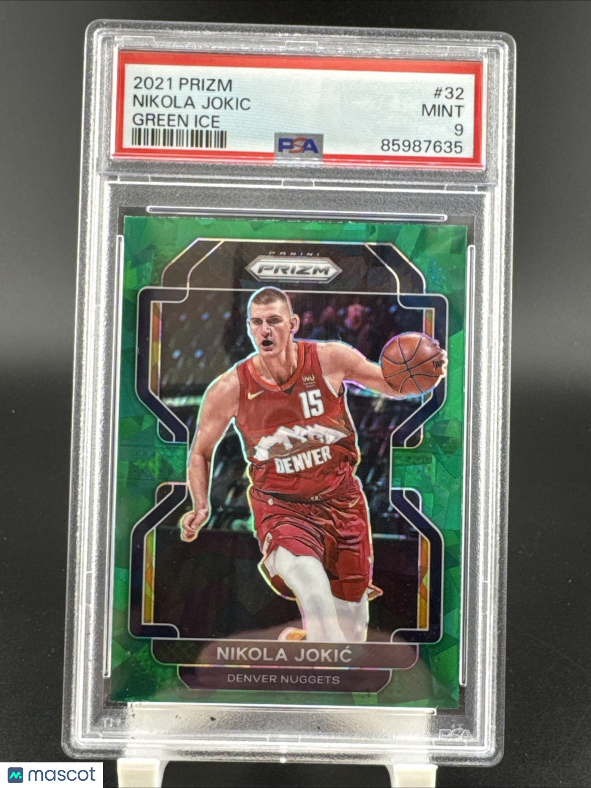 2021 Panini Prizim Nikola Jokic Green Ice #32 PSA 9