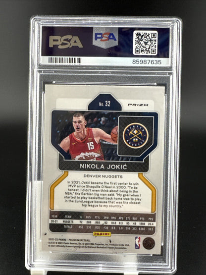 2021 Panini Prizim Nikola Jokic Green Ice #32 PSA 9