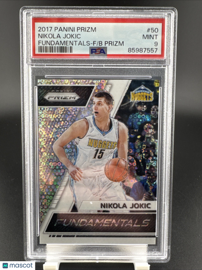 2017 Panini Prizm Nikola Jokic #50 Fundamentals Fast Break Prizm PSA 9