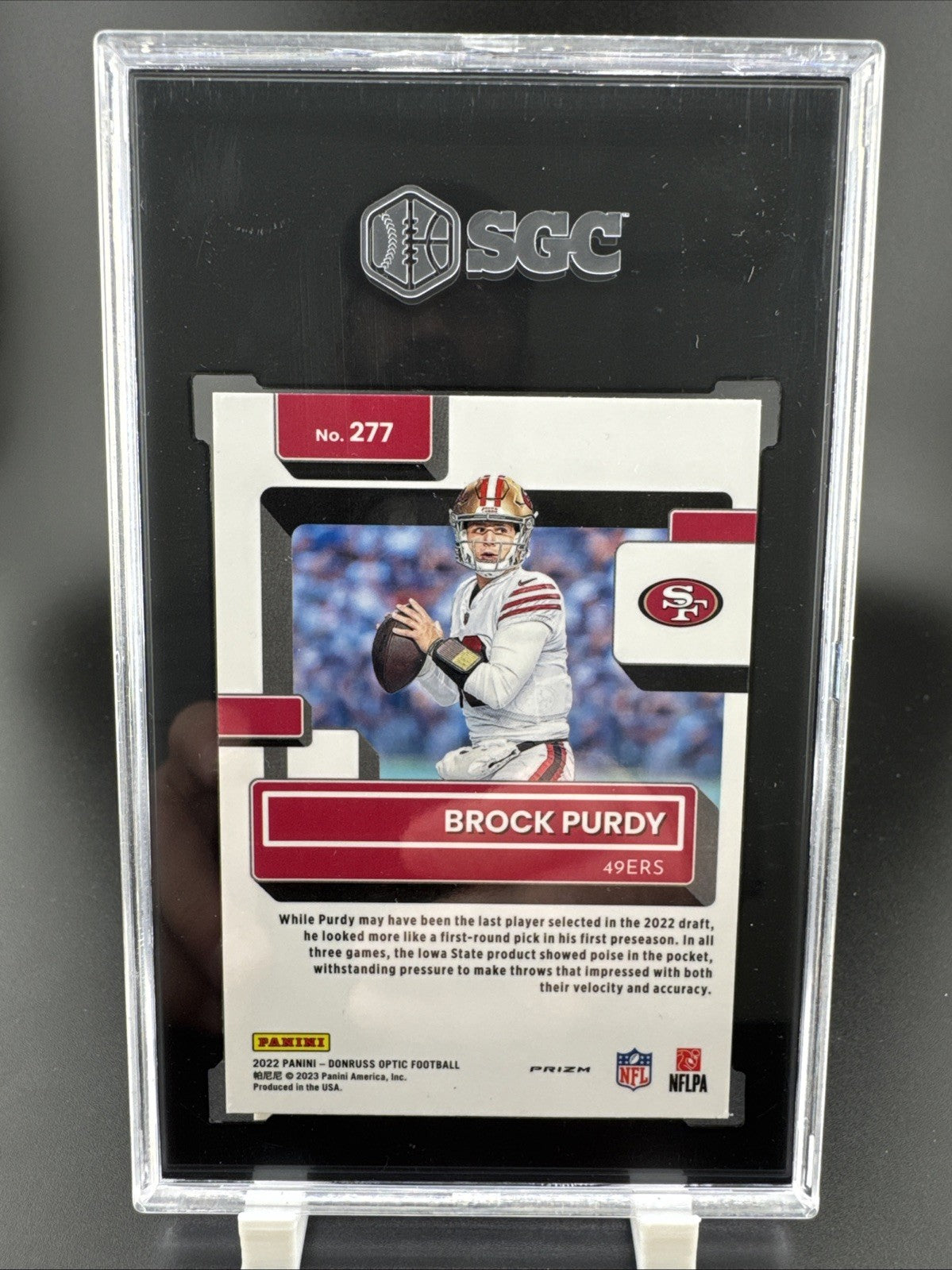 2022 Panini Donruss Optic Rated Rookie Brock Purdy Holo Prizm SGC 10