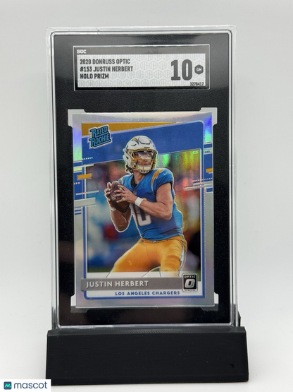 Justin Herbert 2020 Panini Donruss Optic #153 Rated Rookie Holo Prizm RC SGC 10