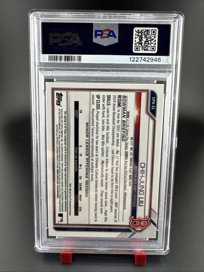 2021 Bowman Chrome Chin-Jung Liu 11/25 Auto Orange Shimmer PSA 10