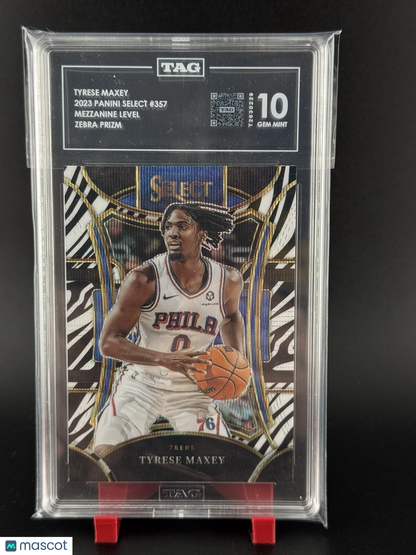 2023-24 Select #357 Tyrese Maxey MEZZANINE ZEBRA PRIZM SSP CASE HIT 76ers TAG 10