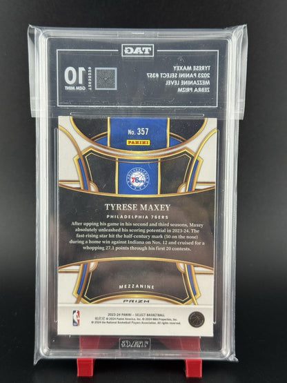 2023-24 Select #357 Tyrese Maxey MEZZANINE ZEBRA PRIZM SSP CASE HIT 76ers TAG 10