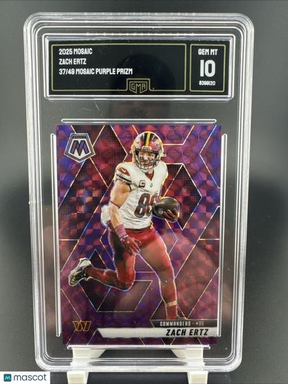 2025 Panini Mosaic Zach Ertz #135 37/49 Mosaic Purple Prizm GMA GM 10