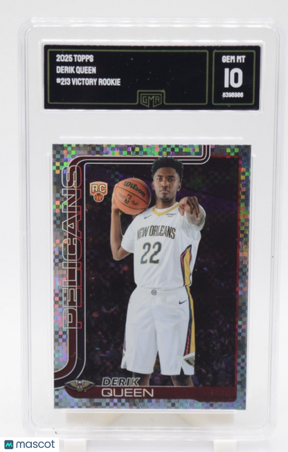 Derik Queen 2025-26 Topps Basketball #213 Victory SSP Pelicans Rookie RC GMA 10
