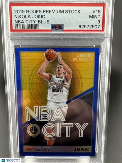 2019-20 Panini Hoops Premium Stock  NBA City Blue Nikola Jokic #18 PSA 9
