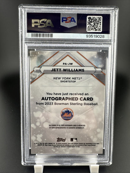 2023 Bowman Sterling Prospect Autographs #PA-JW Jett Williams (AU, RC) PSA 10