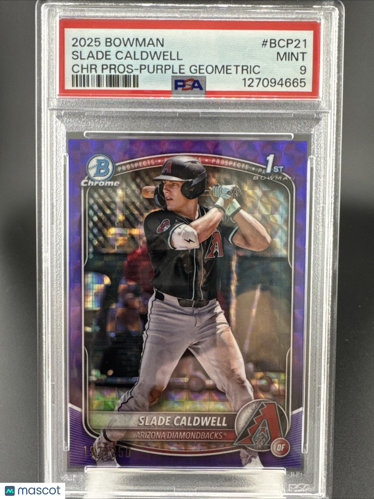 2025 Bowman Slade Caldwell CHR Pros-Purple Geometric #BCP21 192/250 PSA 9