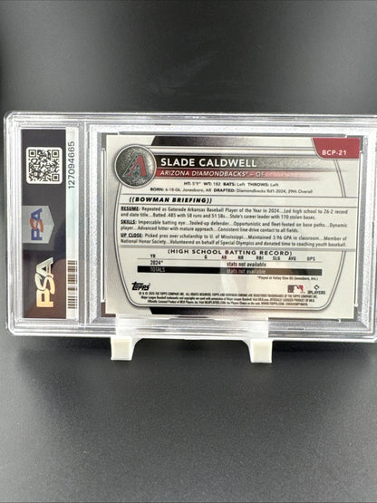 2025 Bowman Slade Caldwell CHR Pros-Purple Geometric #BCP21 192/250 PSA 9