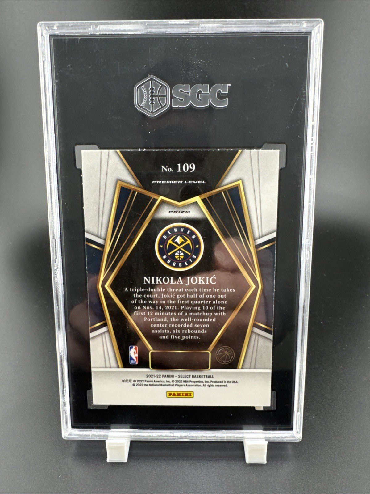 2021-22 Panini Select #109 Nikola Jokic Orange Flash Prizm SGC 9.5