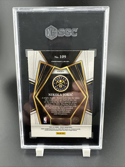 2021-22 Panini Select #109 Nikola Jokic Orange Flash Prizm SGC 9.5