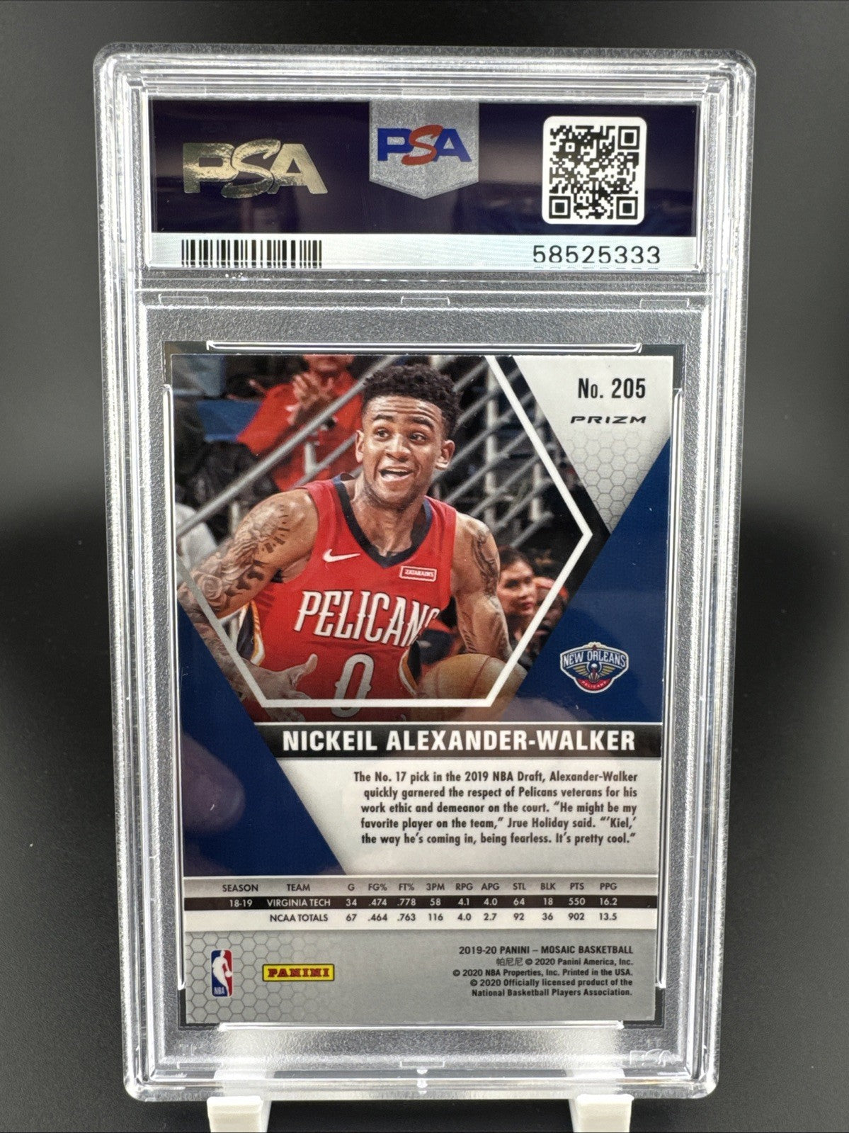 2019 Panini Mosaic Nickeil Alexander-Walker Mosaic #205 PSA 10