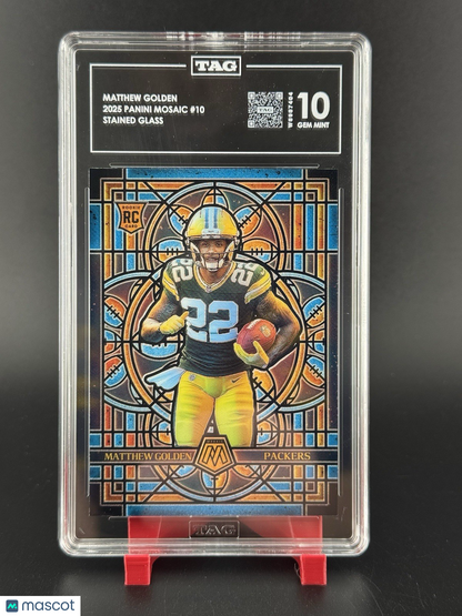 2025 Panini Mosaic Matthew Golden Stained Glass Rookie - Packers - TAG 10!