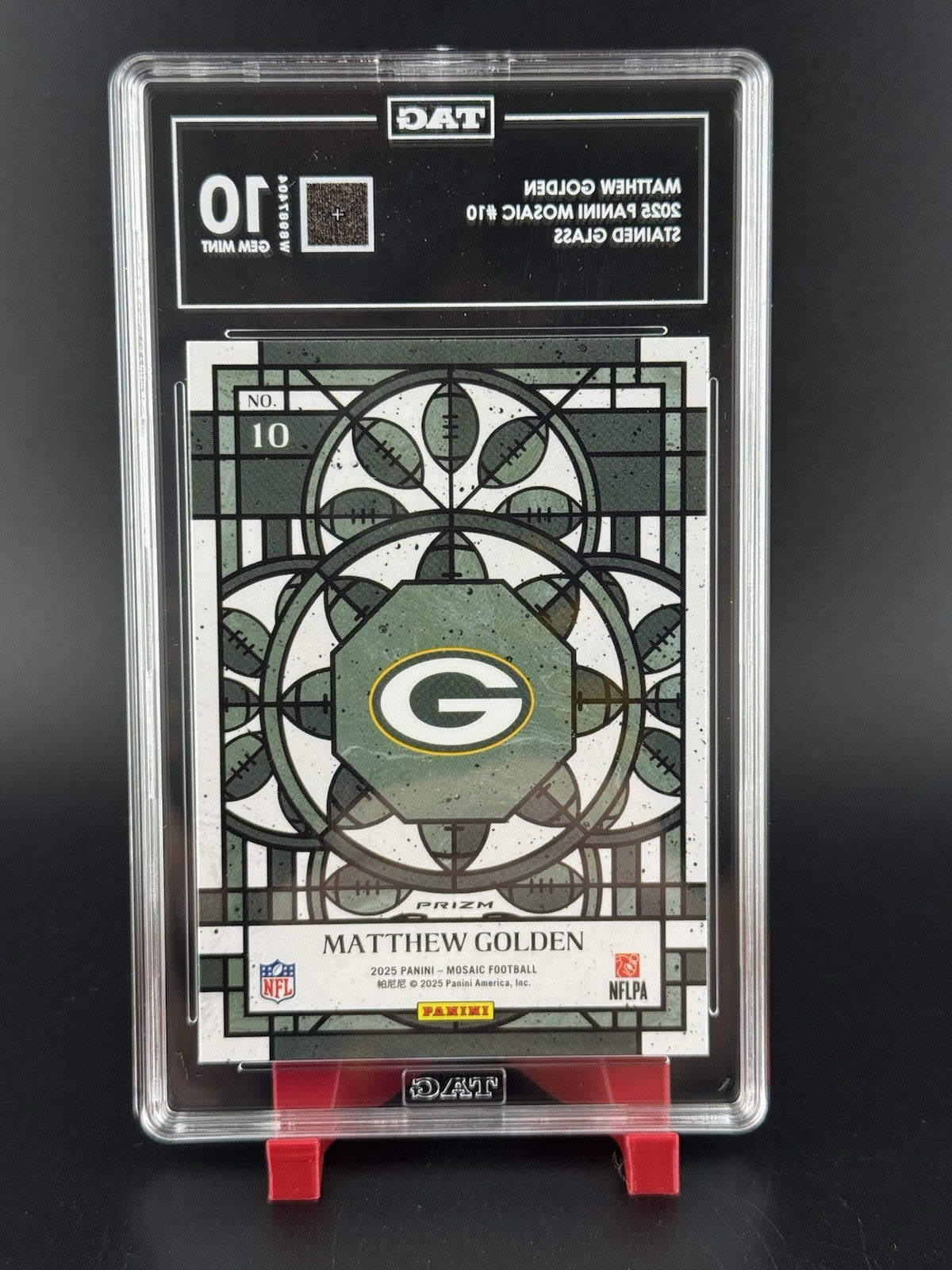 2025 Panini Mosaic Matthew Golden Stained Glass Rookie - Packers - TAG 10!