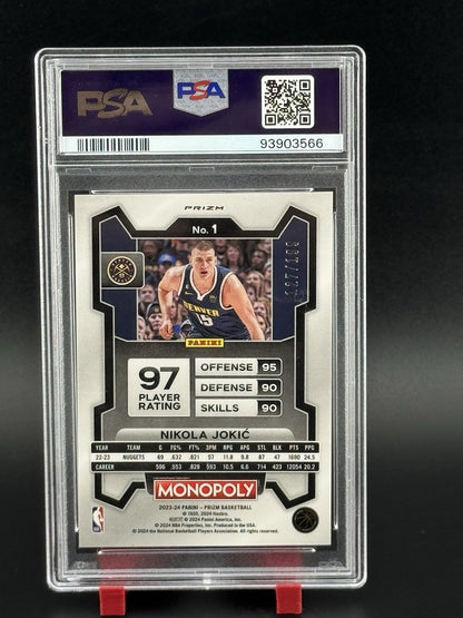 NIKOLA JOKIC 2023-24 Panini Prizm Monopoly Light Blue Prizm  #1 /199 PSA 9