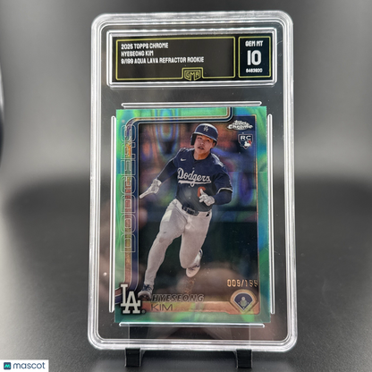 2025 topps chrome Hyeseong Kim 9/199 Aqua Lava Refractor Rookie GMA 10
