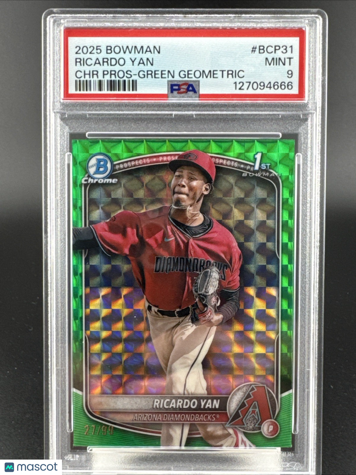 2025 Bowman Ricardo Yan Chrome Pros-Green Geometric PSA 9 #BCP31