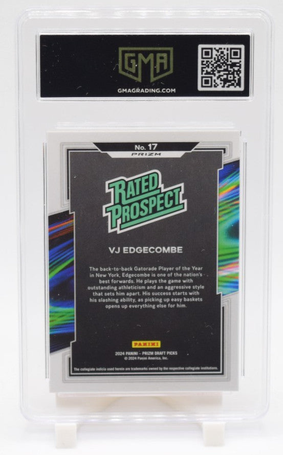 2024 Panini Prizm Draft Picks VJ Edgecombe Rated Prospect #17 Orange Ice GMA 10
