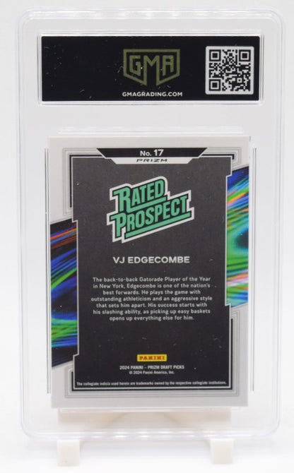 2024 Panini Prizm Draft Picks VJ Edgecombe Rated Prospect #17 Orange Ice GMA 10