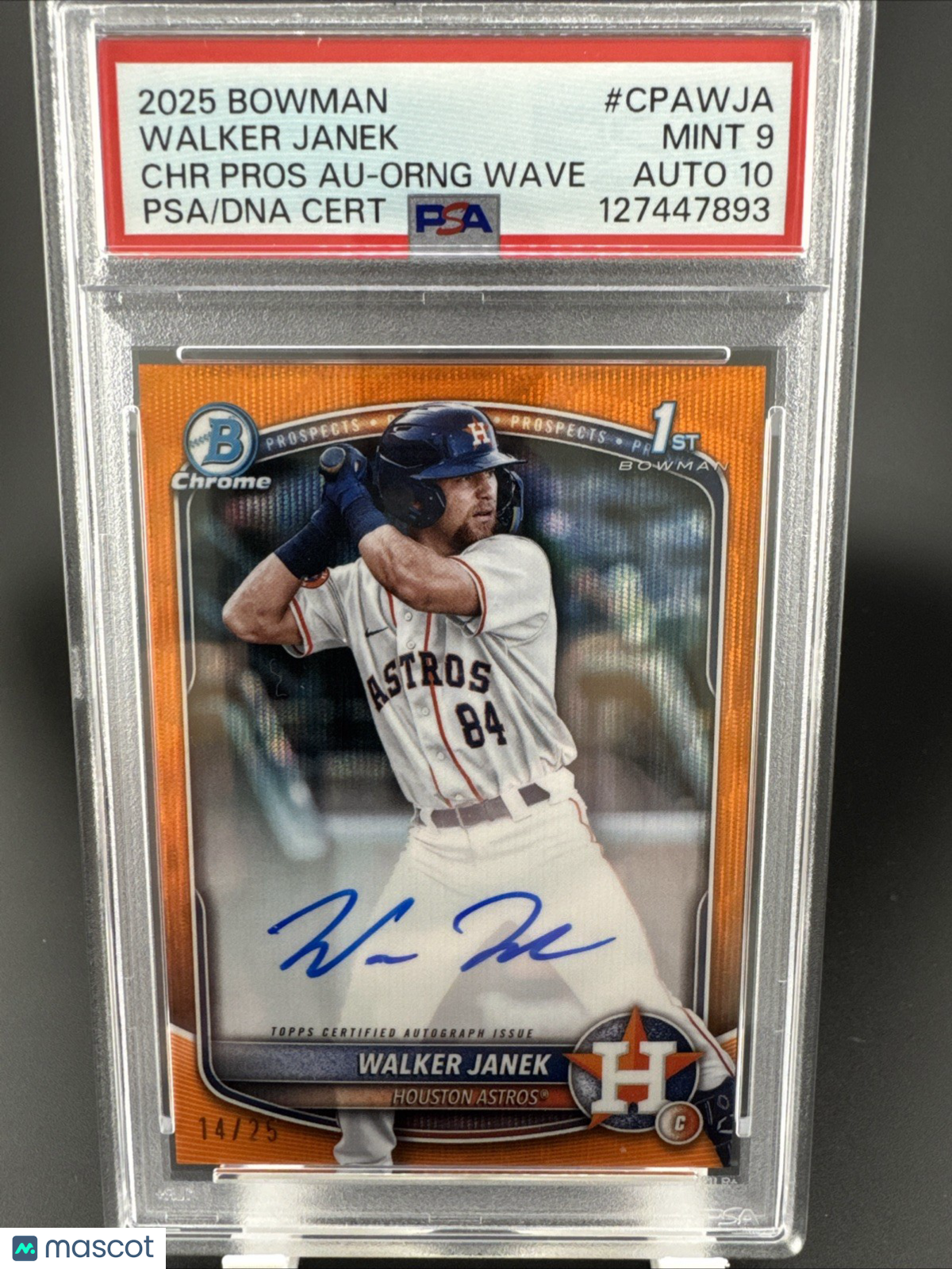 2025 Bowman Walker Janek CHR Pros 14/25 Auto Orange Wave #CPAWJA PSA 9