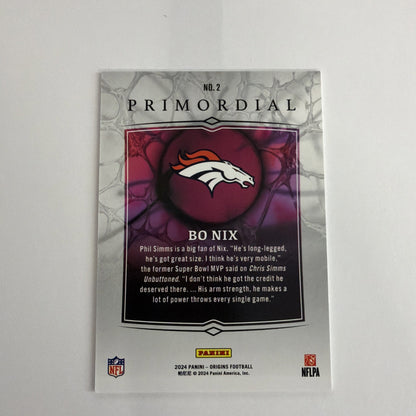 2024 Panini Origins - Primordial Bo Nix #2 (RC)