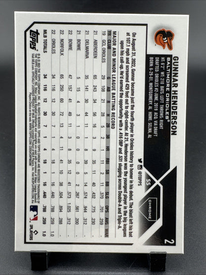 2023 Topps Chrome Logofractor #2 Gunnar Henderson RC ROOKIE ORIOLES