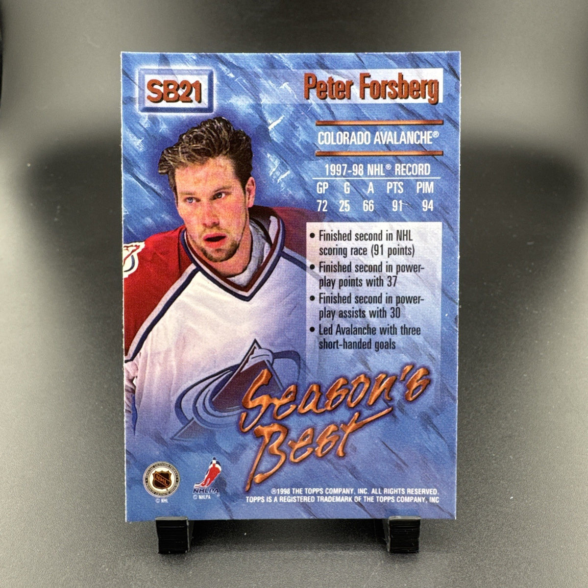 1998-99 O-Pee-Chee Chrome - Season's Best Puck Providers Peter Forsberg #SB21