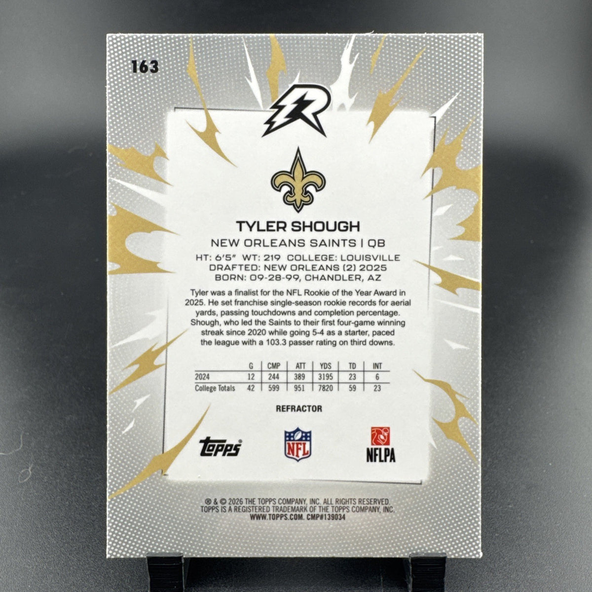 Tyler Shough RC 2026 Topps Resurgence Silver Refractor #163 - New Orleans Saints