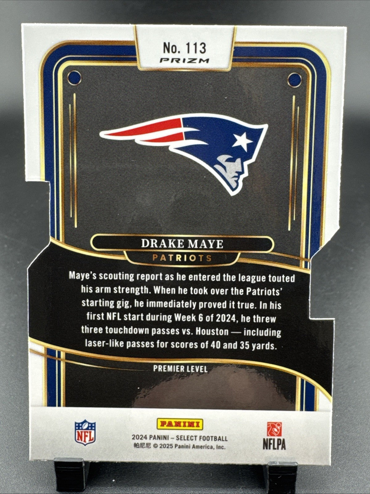 2024 Panini Select - Premier Level Drake Maye #113 Silver Prizm Die-Cut (RC)