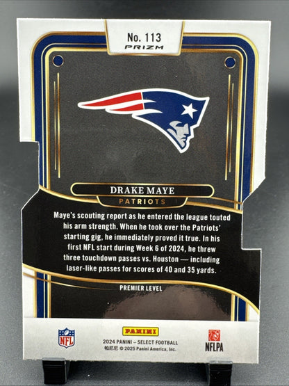 2024 Panini Select - Premier Level Drake Maye #113 Silver Prizm Die-Cut (RC)