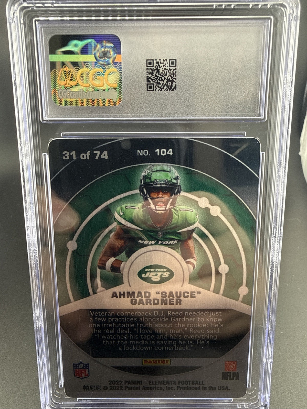 2022 Panini Elements - Ahmad Gardner #104 Tungsten /74 (RC)