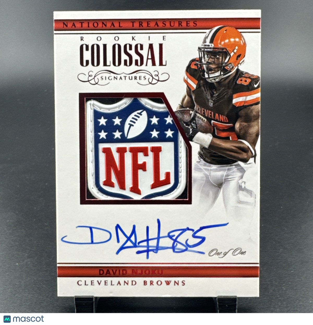 2017 Panini National Treasures David Njoku Rookie Colossal Sigs NFL Shield 1/1