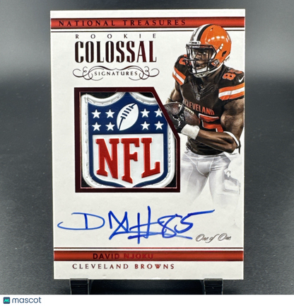 2017 Panini National Treasures David Njoku Rookie Colossal Sigs NFL Shield 1/1