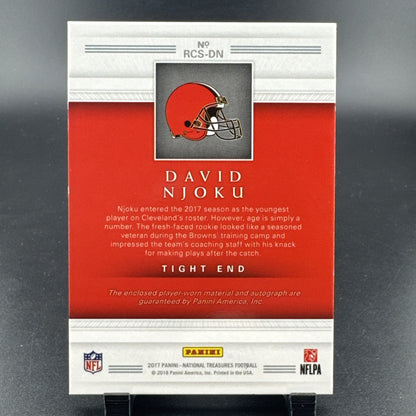 2017 Panini National Treasures David Njoku Rookie Colossal Sigs NFL Shield 1/1