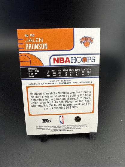 2025-26 Topps Nba Hoops - Jalen Brunson #190 Purple & Blue Rainbow /199