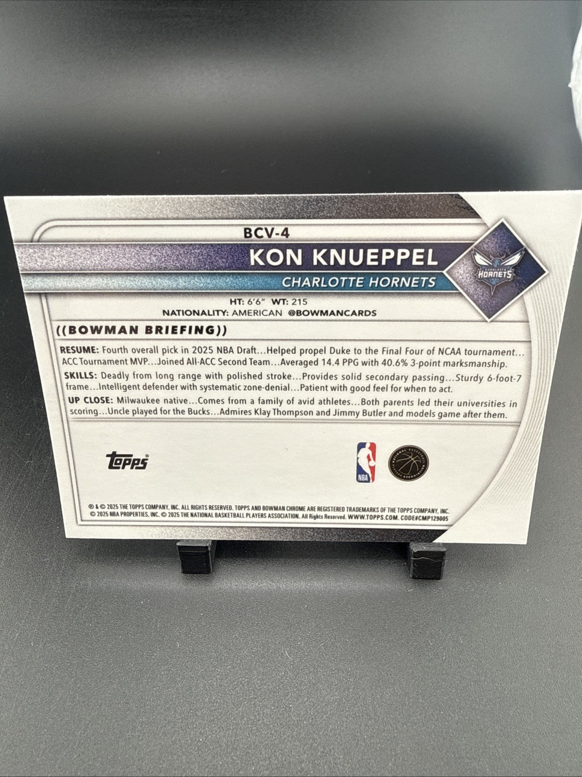 2025-26 Bowman - Chrome Kon Knueppel #BCV-4 Blue Reptilian Refractor /150 (RC)