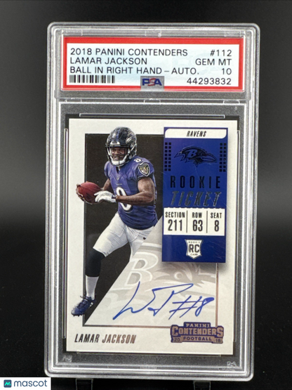2018 Panini Contenders Rookie Ticket RPA On Card Auto Lamar Jackson #112